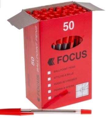 Focus Ball Point Pen- Red 50 Box