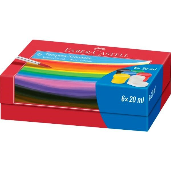 Faber Castell Tempera / Gouache Paint - Water Soluble Colours 6 X 20Ml - ABC School Supplies