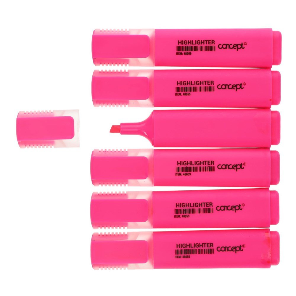 Fluorescent Highlighter - Pink (Pack of 10) - ABC School Supplies