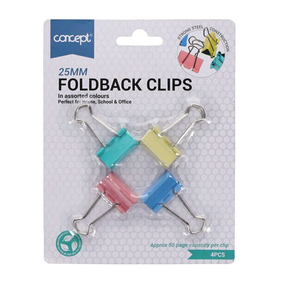 Foldback Clips 25mm Pack of 4 - ABC School Supplies