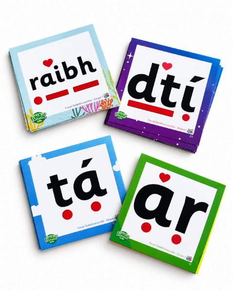 Fónaic le Fís Focail Ardmhinicíochta Flashcards Set Of 76 - ABC School Supplies
