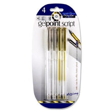 Gelpoint Script Gel Pens - Silver and Gold Pack of 4 - ABC School Supplies