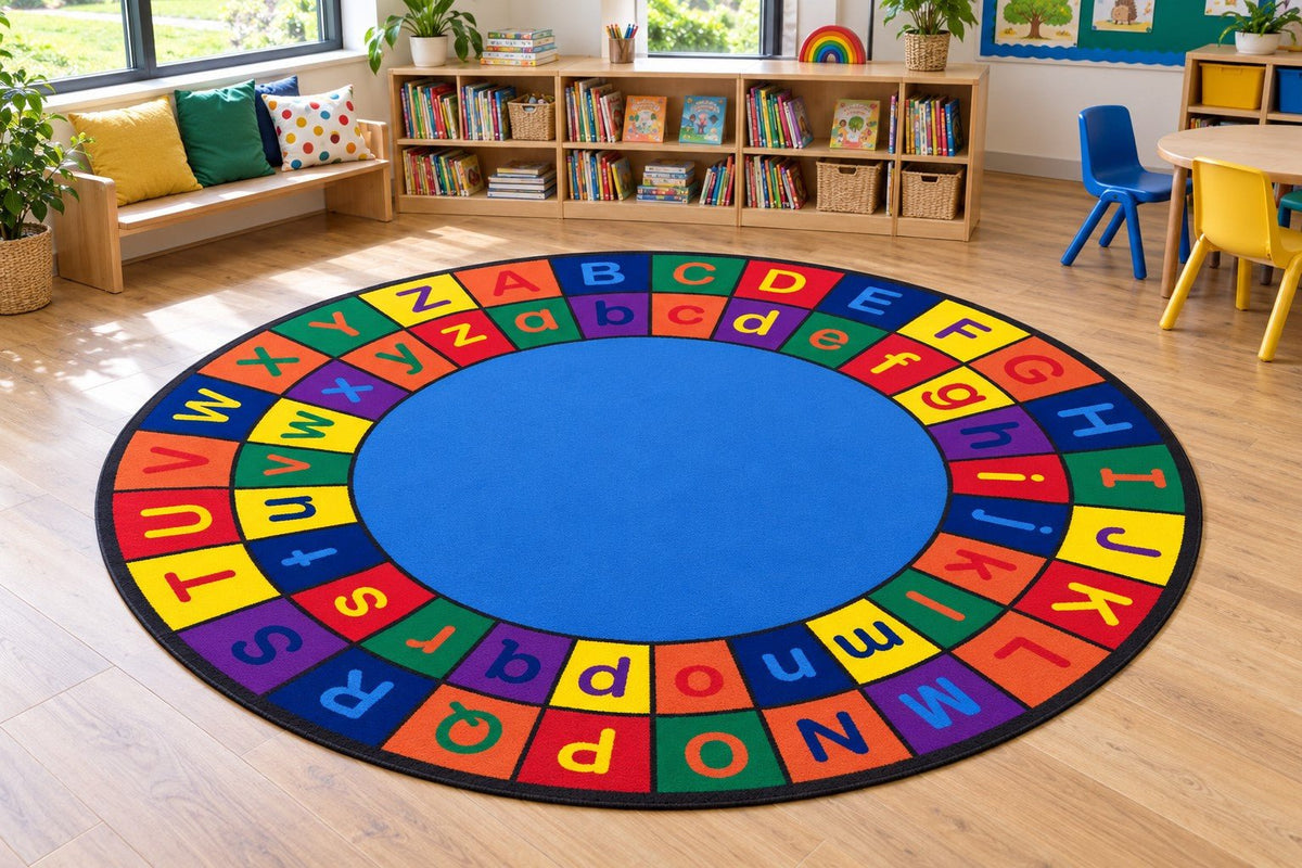 Giant Rainbow Alphabet Circular Carpet 275cm - ABC School Supplies