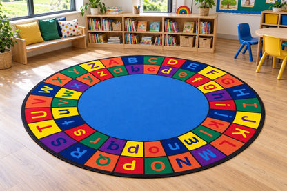 Giant Rainbow Alphabet Circular Carpet 275cm - ABC School Supplies