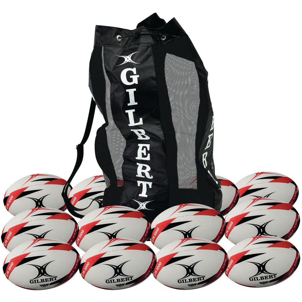 Gilbert G - TR3000 Training Rugby Ball - White/Red - Size 3 (Pack of 12) - ABC School Supplies