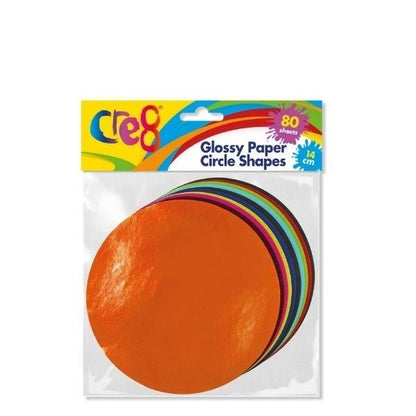 **Glossy Paper Circle Shapes Pack Of 80 - ABC School Supplies