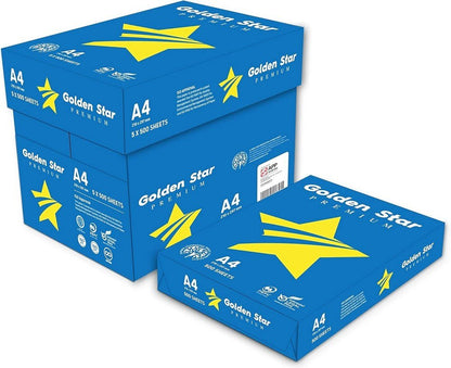 Golden Star Premium Paper A4 75 g - Pack of 5 Reams of 500 Sheets each - ABC School Supplies