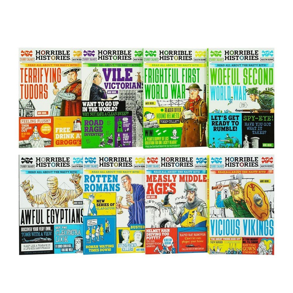 **Horrible Histories Savage By Terry Deary 8 Book Collection Set - Ages 7+ - Paperback - ABC School Supplies