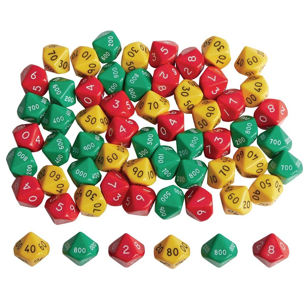 Hundreds Tens And Units Dice Pack Of 60 - ABC School Supplies