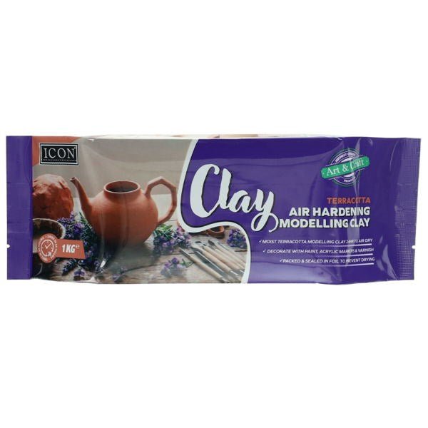 Icon 1kg Terracotta Air Hardening Modelling Clay - ABC School Supplies