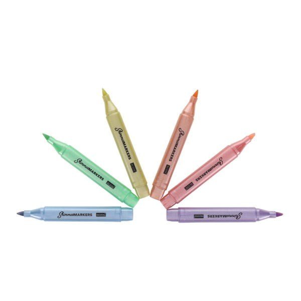Icon 6 Pack Shimmer Markers Chisel Tip - ABC School Supplies