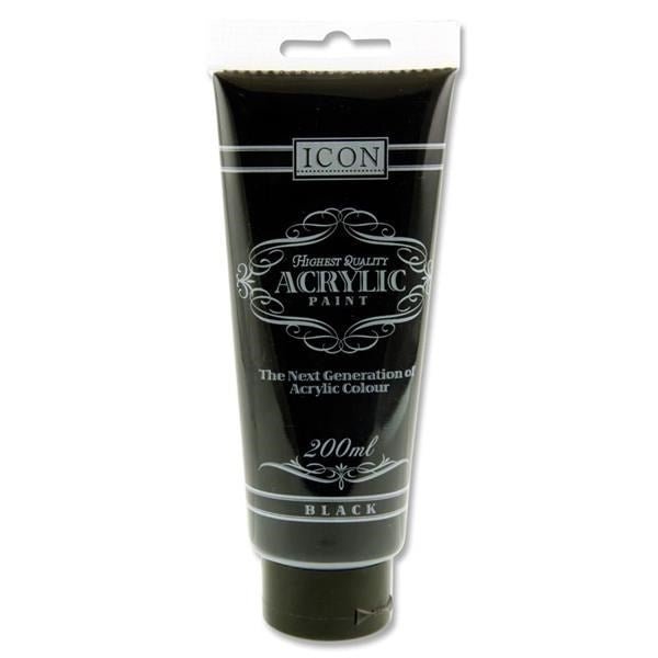 Icon Acrylic Paint 200Ml - Black - ABC School Supplies