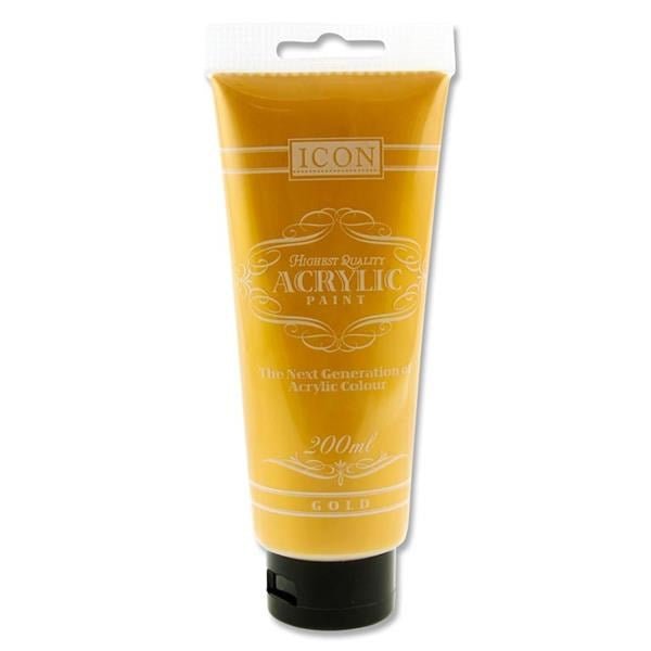 Icon Acrylic Paint 200Ml - Gold - ABC School Supplies