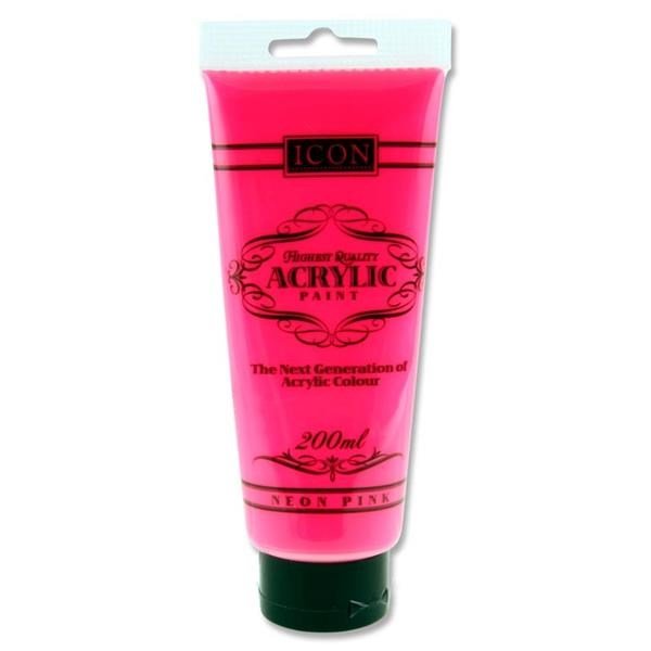 Icon Acrylic Paint 200Ml - Neon Pink - ABC School Supplies
