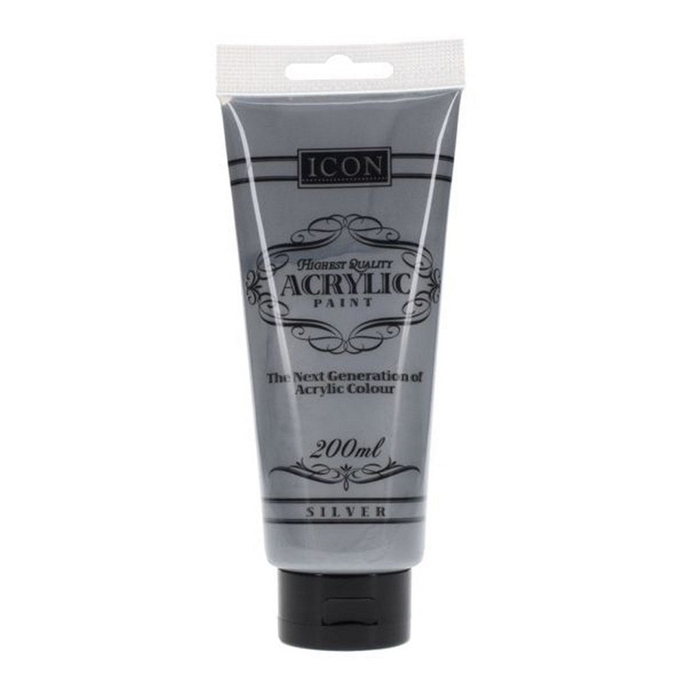 Icon Acrylic Paint 200Ml - Silver - ABC School Supplies