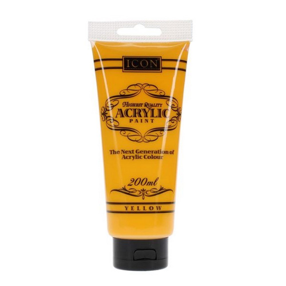 Icon Acrylic Paint 200Ml - Yellow - ABC School Supplies