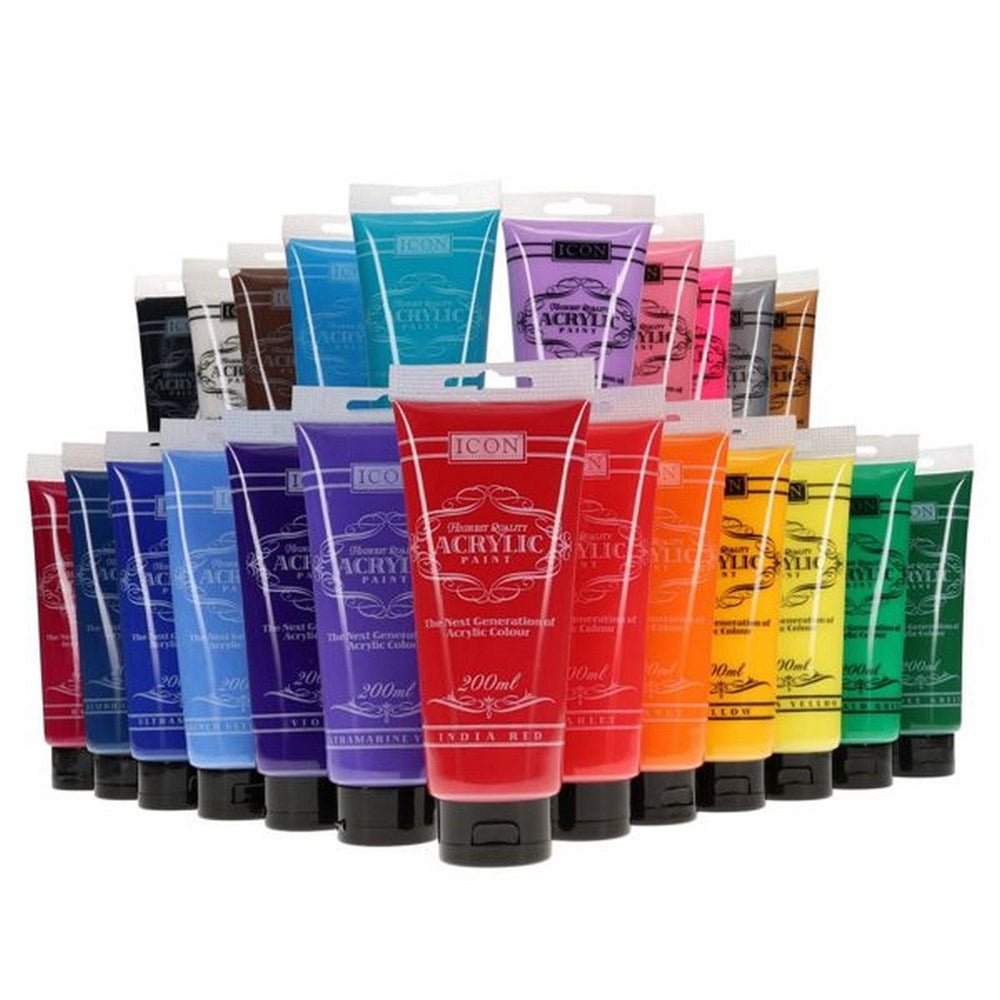 Icon Acrylic Paint 200Ml - Yellow - ABC School Supplies