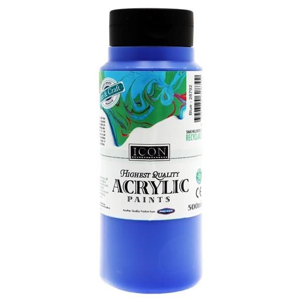 Icon Acrylic Paint 500Ml - Blue - ABC School Supplies