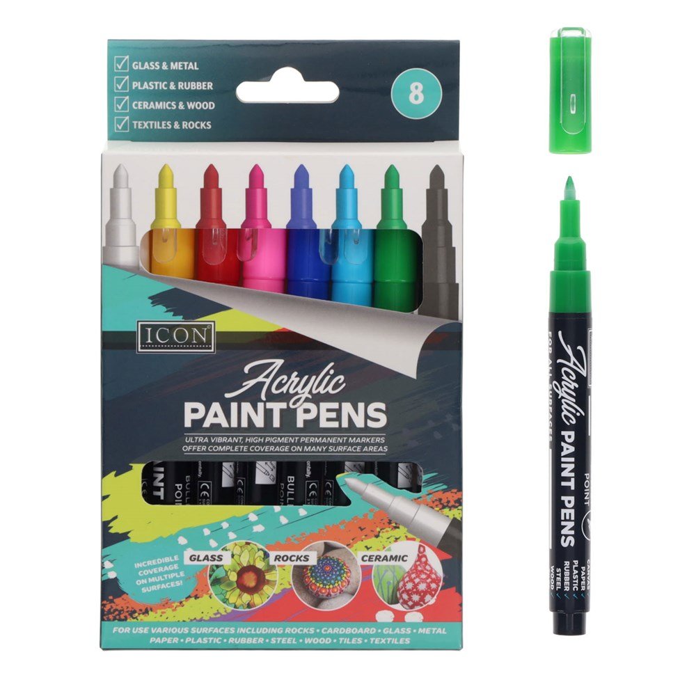 Icon Acrylic Paint Pens Pack of 8 - ABC School Supplies