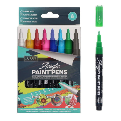 Icon Acrylic Paint Pens Pack of 8 - ABC School Supplies