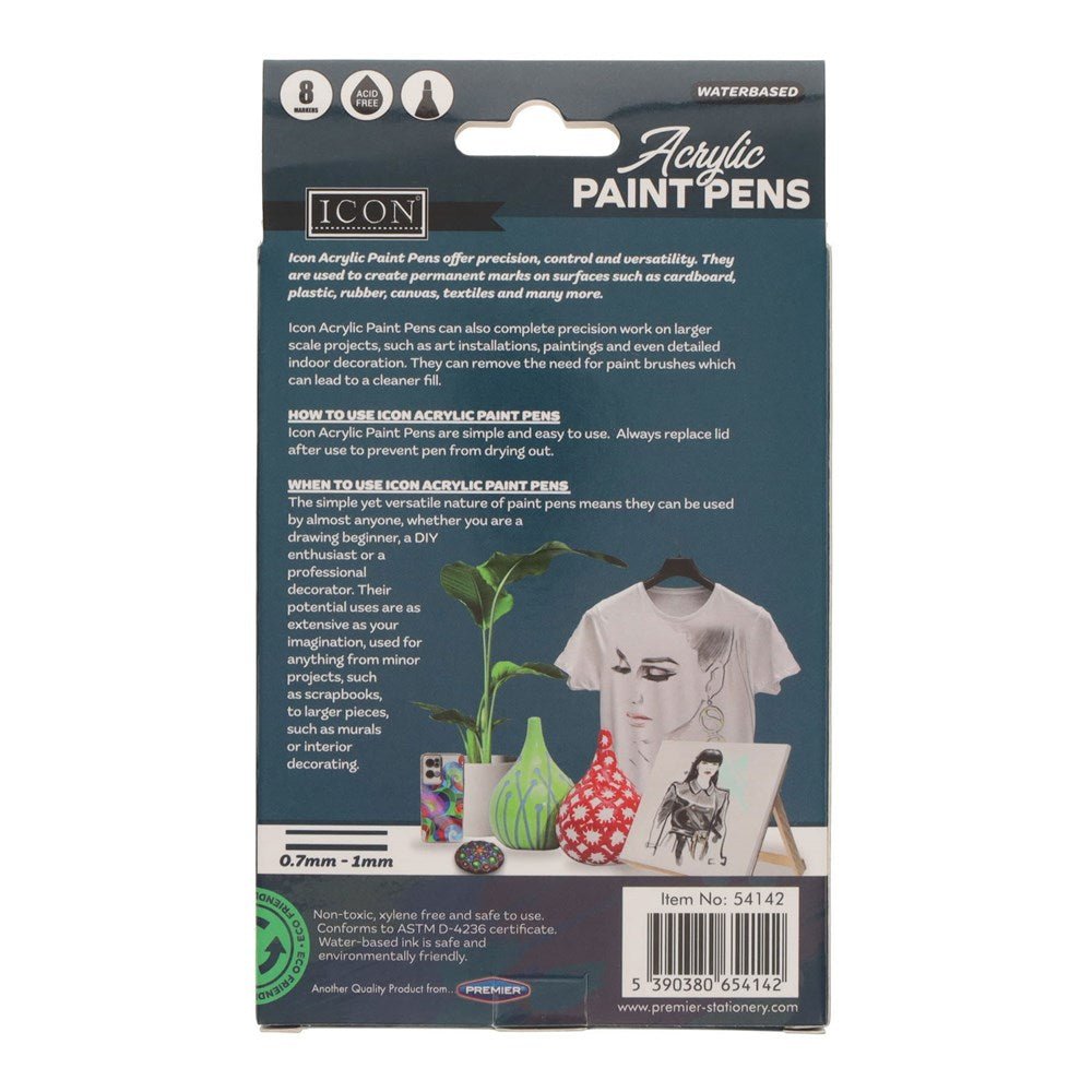Icon Acrylic Paint Pens Pack of 8 - ABC School Supplies