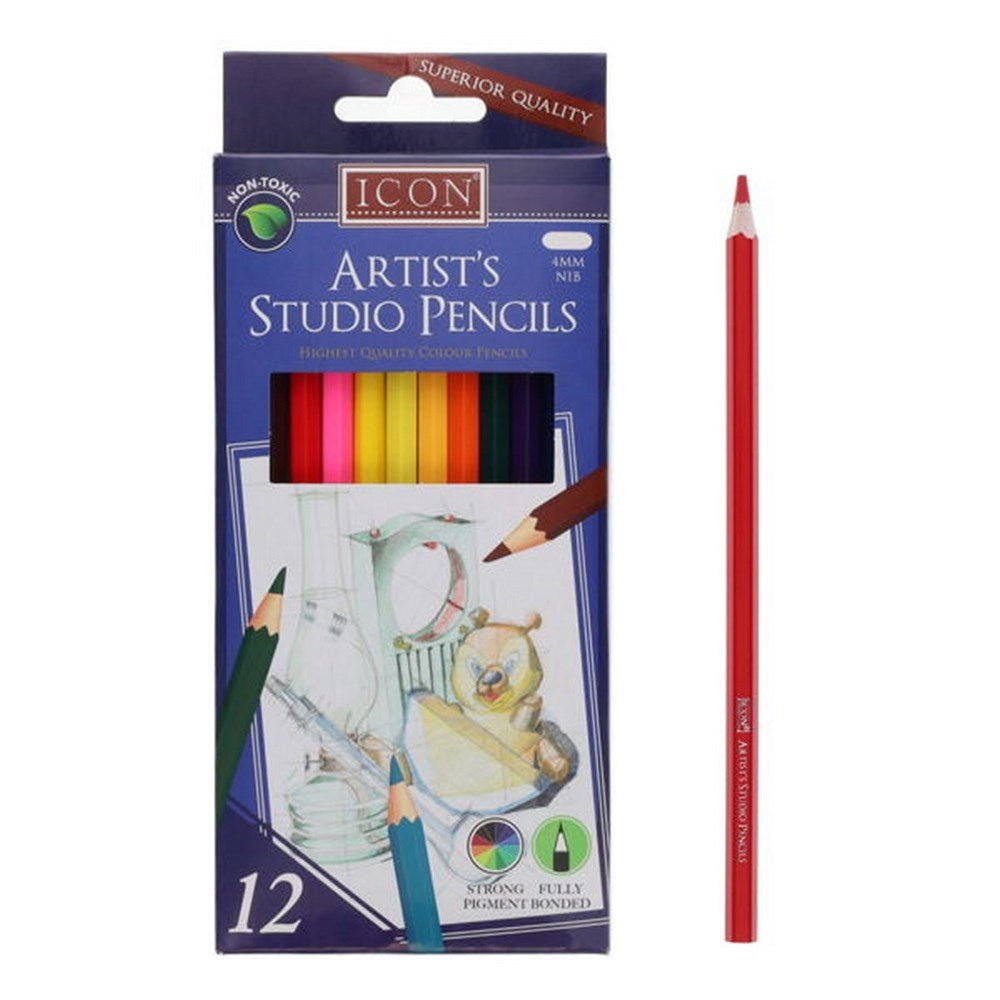 Icon Artists Studio Colour Pencils Box of 12 - ABC School Supplies