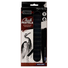 Icon Box 12 Chalk Pastels - Black - ABC School Supplies