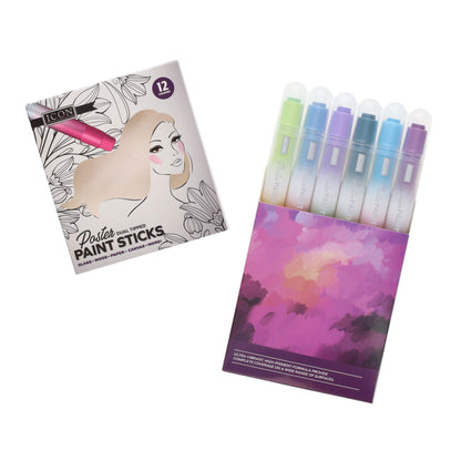 Icon Box 12 Poster Dual Tipped Paint Sticks - ABC School Supplies