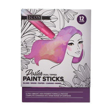 Icon Box 12 Poster Dual Tipped Paint Sticks - ABC School Supplies