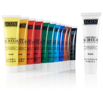 Icon Box 12X36Ml Acrylic Paints - ABC School Supplies