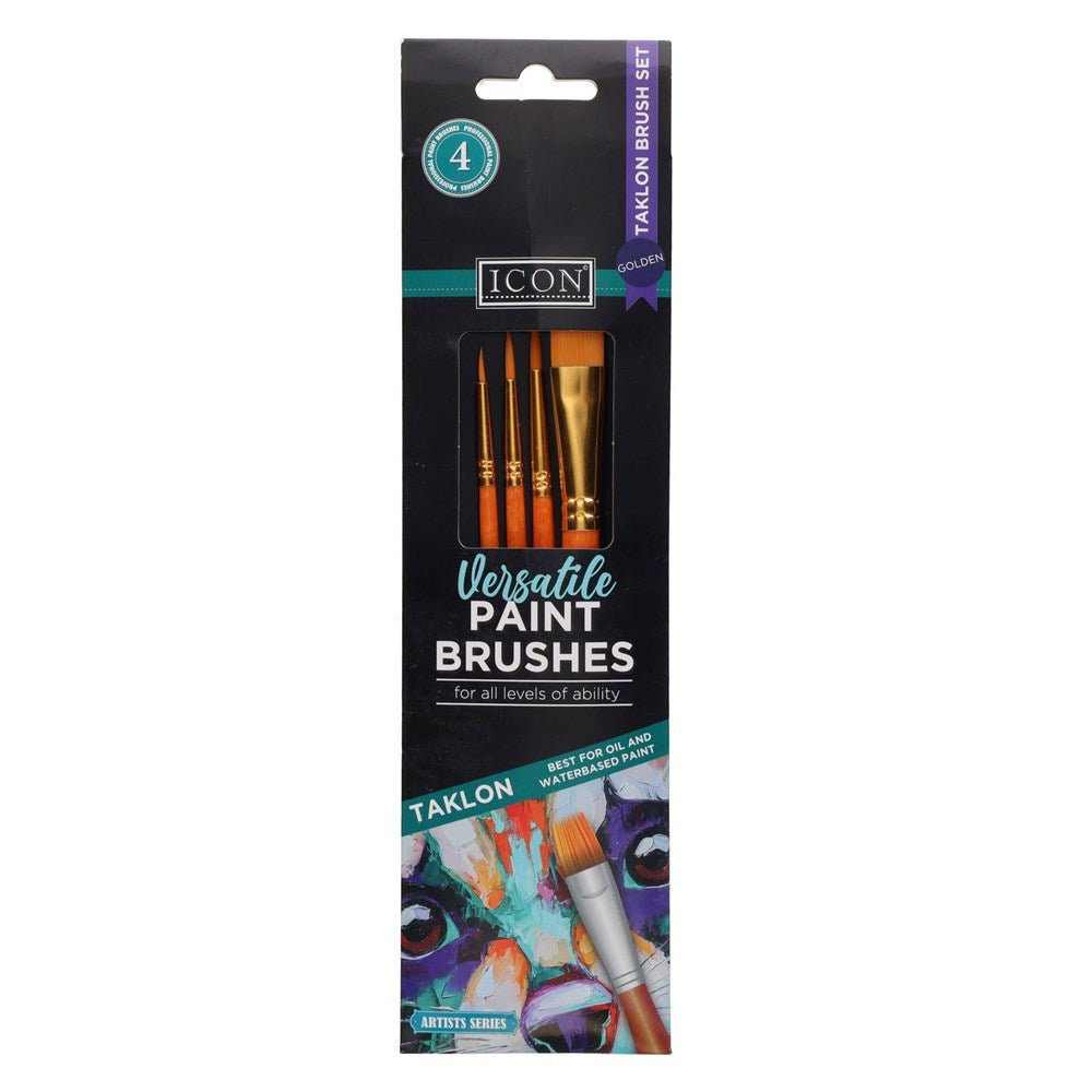 Icon Brush Set In Wallet of 4pcs - Golden Taklon - ABC School Supplies