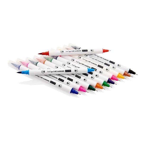 Icon Dual Tipped Art Markers - Pack of 12 - ABC School Supplies
