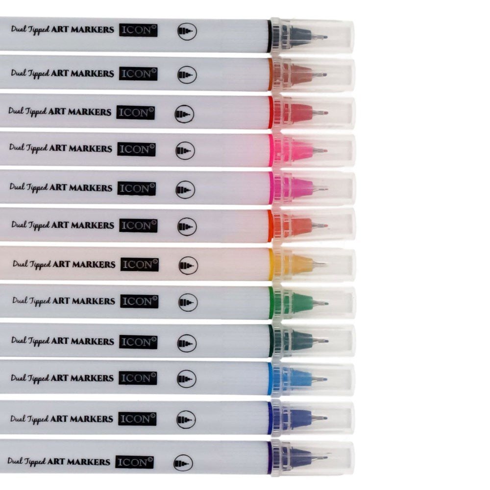 Icon Dual Tipped Art Markers - Pack of 12 - ABC School Supplies