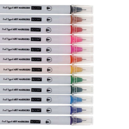 Icon Dual Tipped Art Markers - Pack of 12 - ABC School Supplies