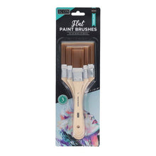Icon Flat Paint Brushes - Brown Taklon Pack of 3 - ABC School Supplies