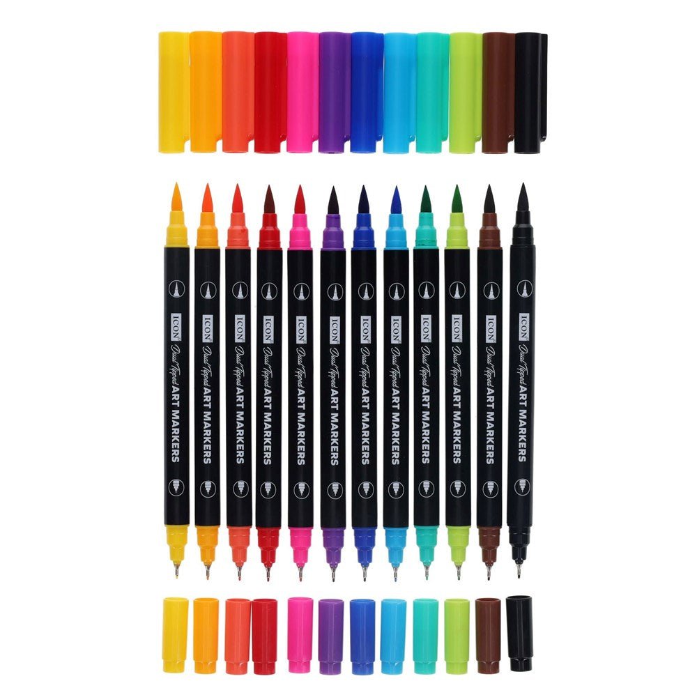 Icon Pkt.12 Quick Drying Art Markers - Spectrum - ABC School Supplies