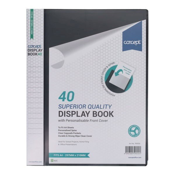 Concept A4 40 Pocket Display Book - Black