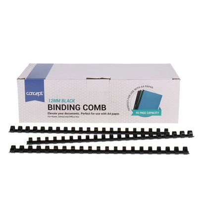 Concept A4 Box of 100 12mm Black Binding Comb