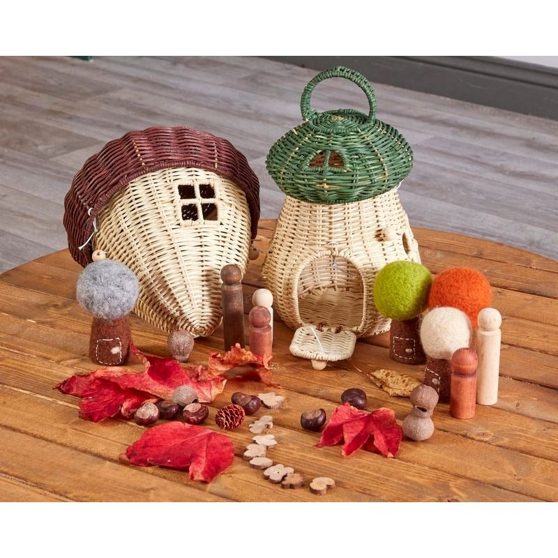 Cosy Duo Of Wicker Enchanted Houses
