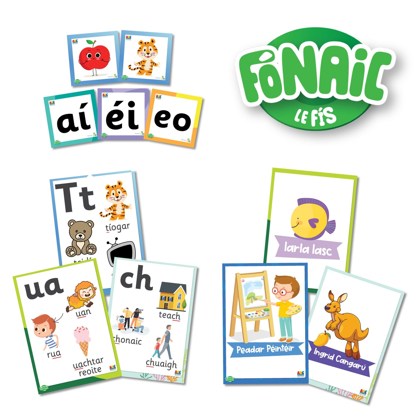 Fónaic Le Fís B Flashcards, Character Posters & Wall Frieze (Sound Poster) Set