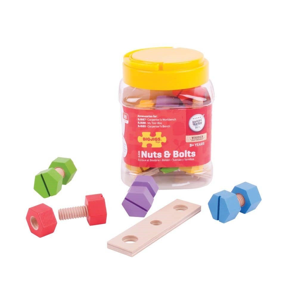 Jar Of Wooden Nuts And Bolts - ABC School Supplies