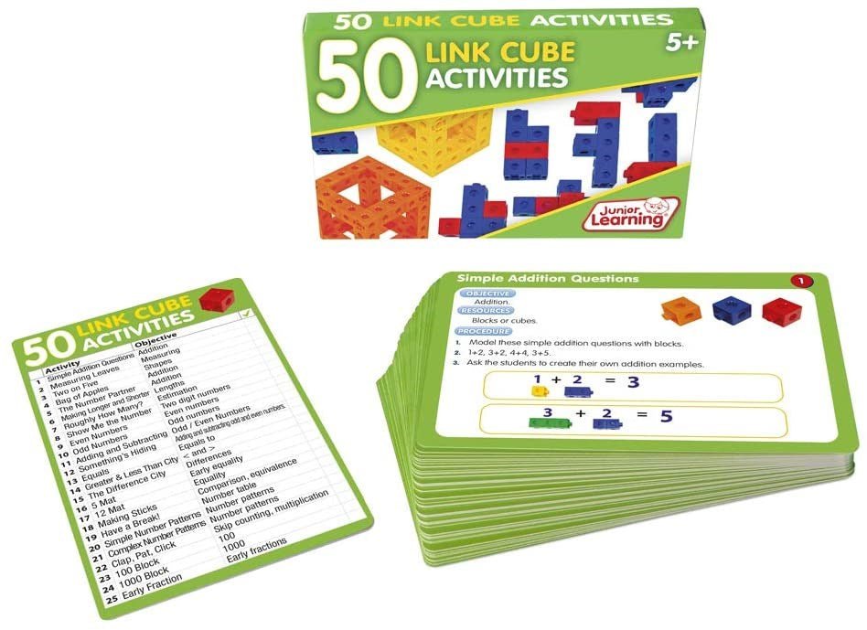 Junior Learning 50 Link Cube Activity Cards - ABC School Supplies