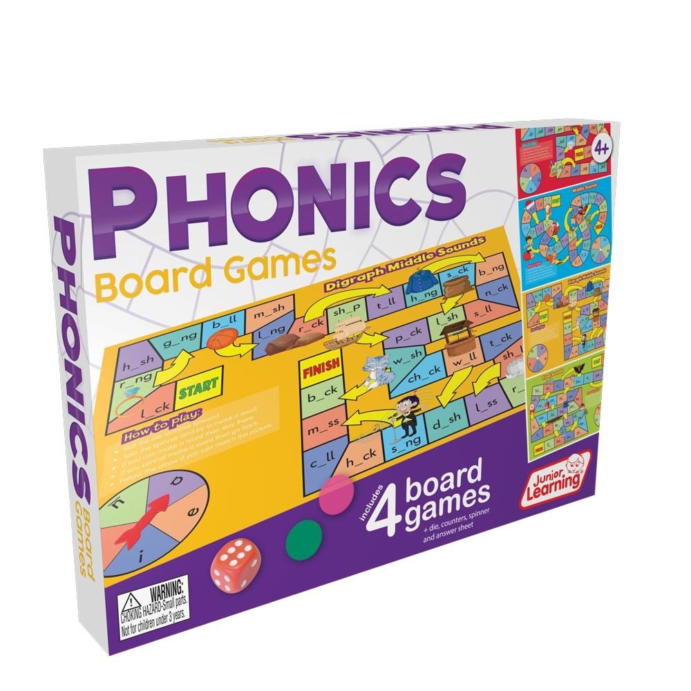 Junior Learning Phonics Board Games Set of 4 - ABC School Supplies