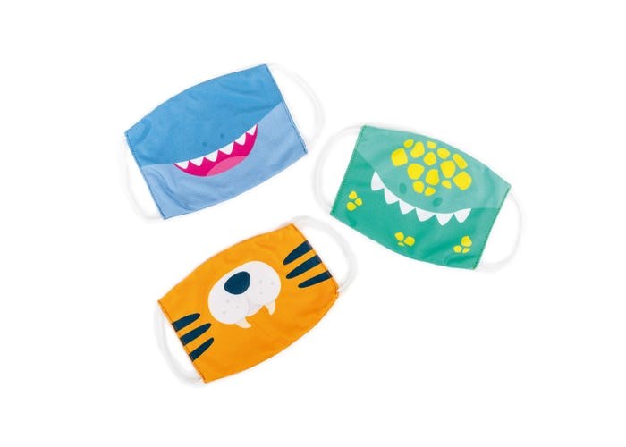 Learning Resources Kids Face Mask Set (3 Pack) Dinosaur, Tiger, Shark