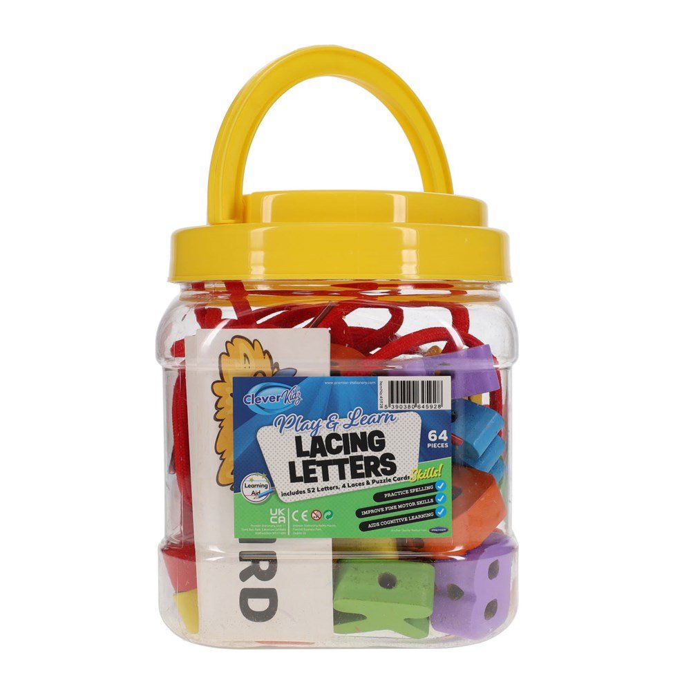 Lacing Letters Tub of 64 pcs - ABC School Supplies