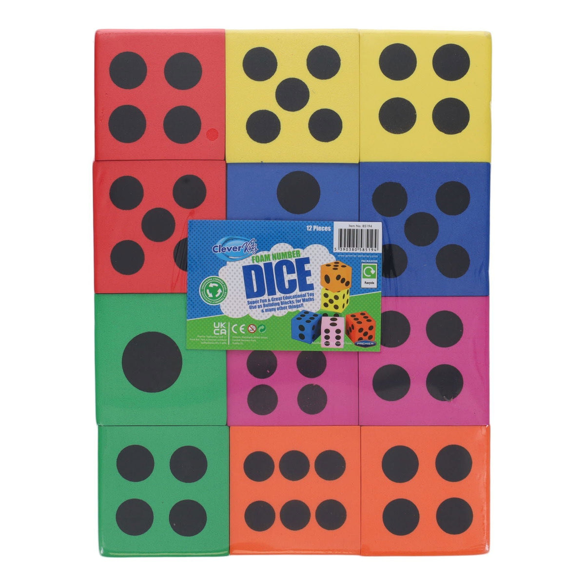 Large Eva Dice Set of 12 - ABC School Supplies