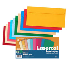 Lasercol 120gsm DL Envelopes - Rainbow Pack of 50 - ABC School Supplies