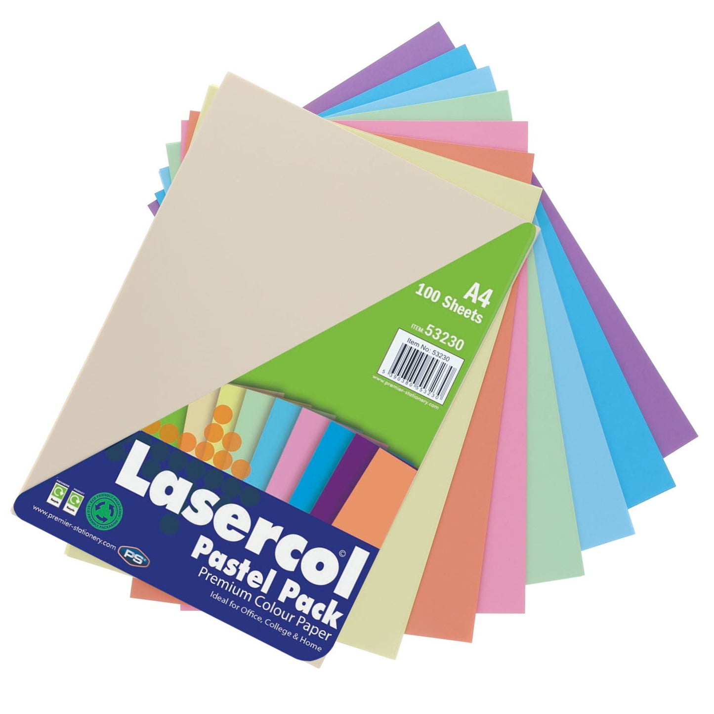 Lasercol A4 Activity Paper Assorted Pastel Colours (Pack Of 100 Sheets) - ABC School Supplies