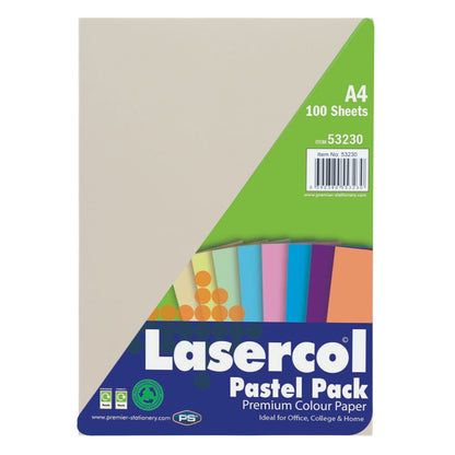 Lasercol A4 Activity Paper Assorted Pastel Colours (Pack Of 100 Sheets) - ABC School Supplies