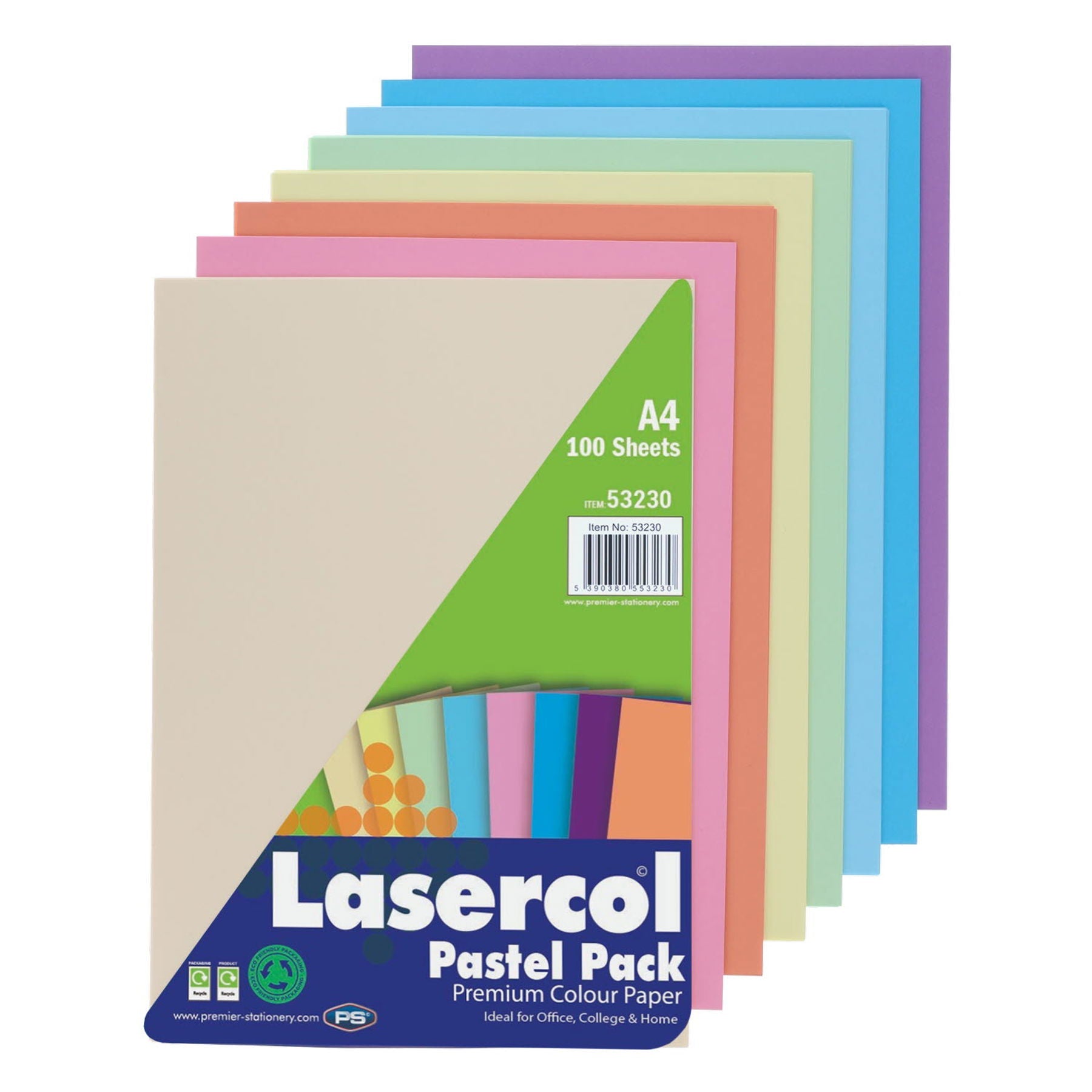 Lasercol A4 Activity Paper Assorted Pastel Colours (Pack Of 100 Sheets) - ABC School Supplies